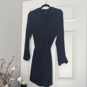 Quince Classic Long Sleeve Dress - Navy